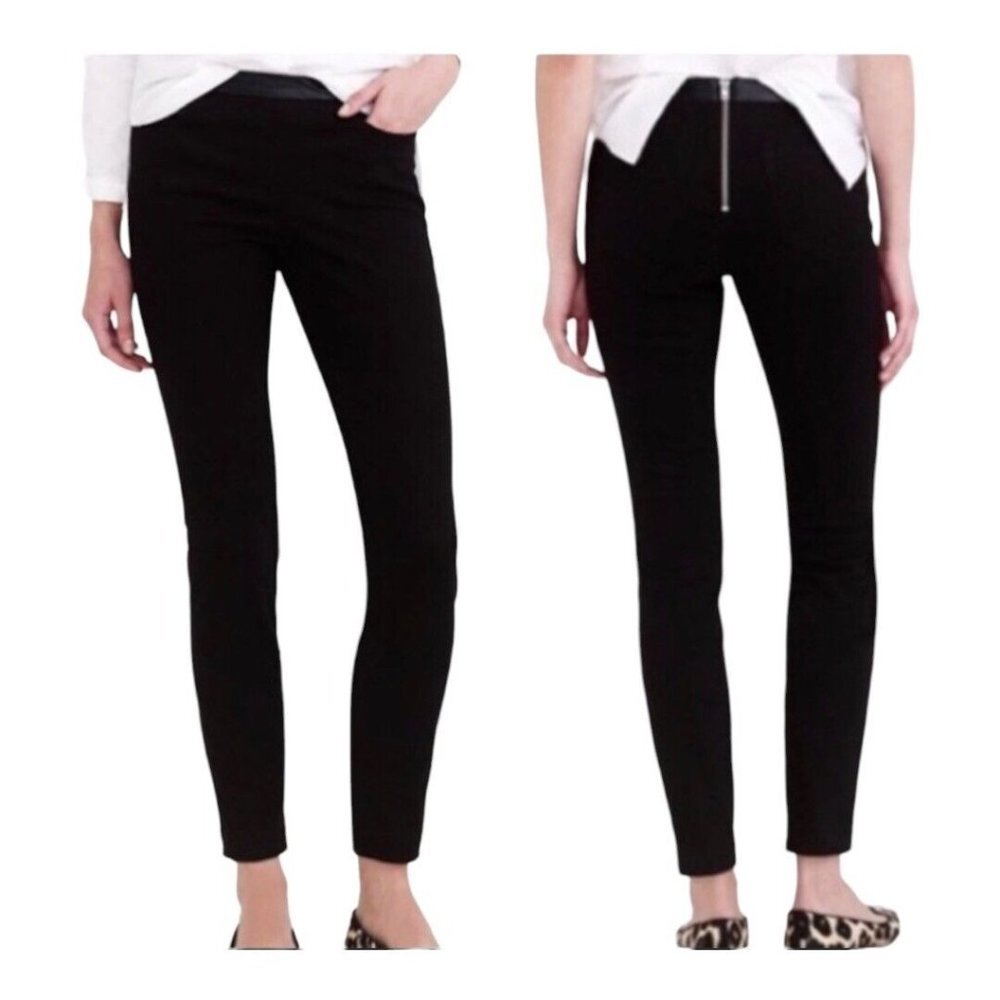 J Crew Dannie Women Black Wash Jeans Sz 00 x28 Zipper Back Denim Skinny Hi-Rise